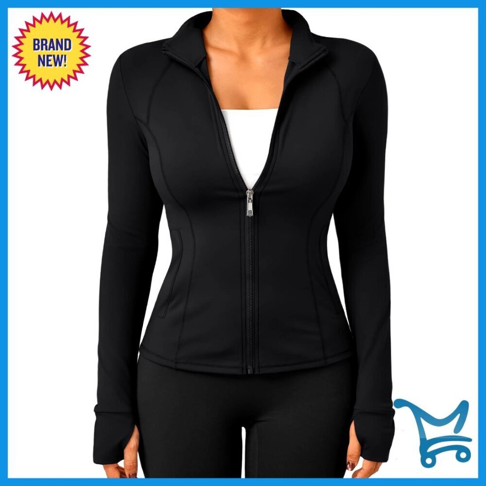 Lightweight Zip Up Jacket Slim Fit Athletic Workout Hoodie Gym Essential